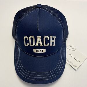 NWT Coach Embroidered Trucker Hat | Navy